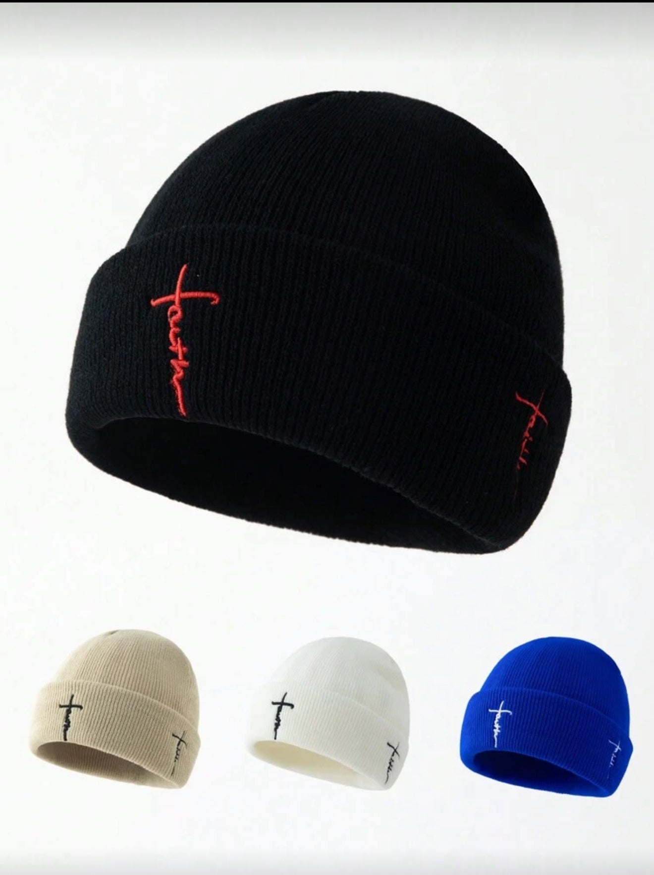 Faith embroidered beanie